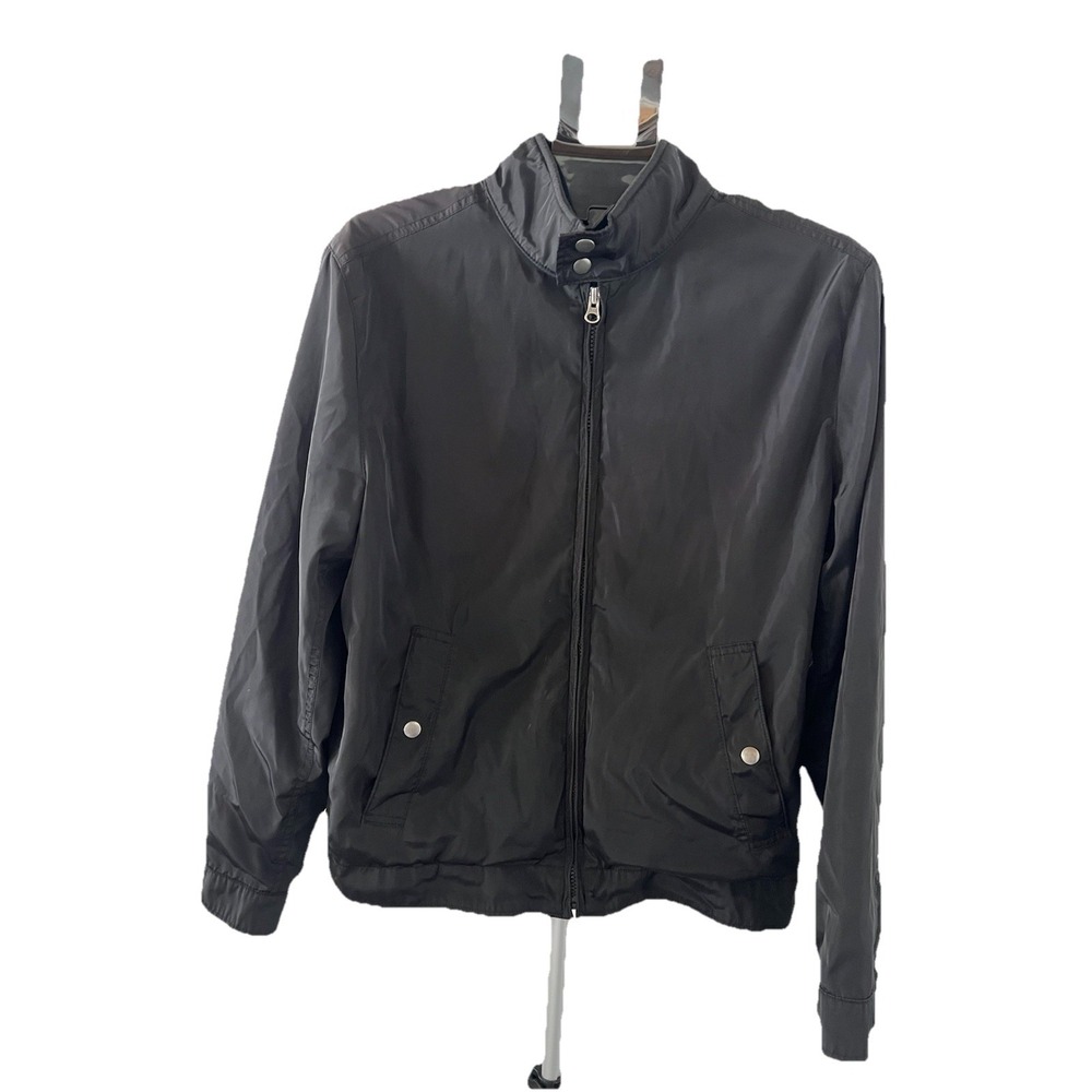 Gap Womens Black Lightweight Bomber Jacket Full Zip Windbreaker Mock Neck Size M